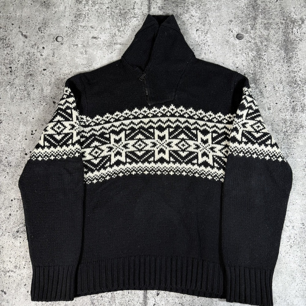 Polo Ralph Lauren Sweater Mens 2XL Fair Isle Ski 1/4 Zip Mock Neck Pullover